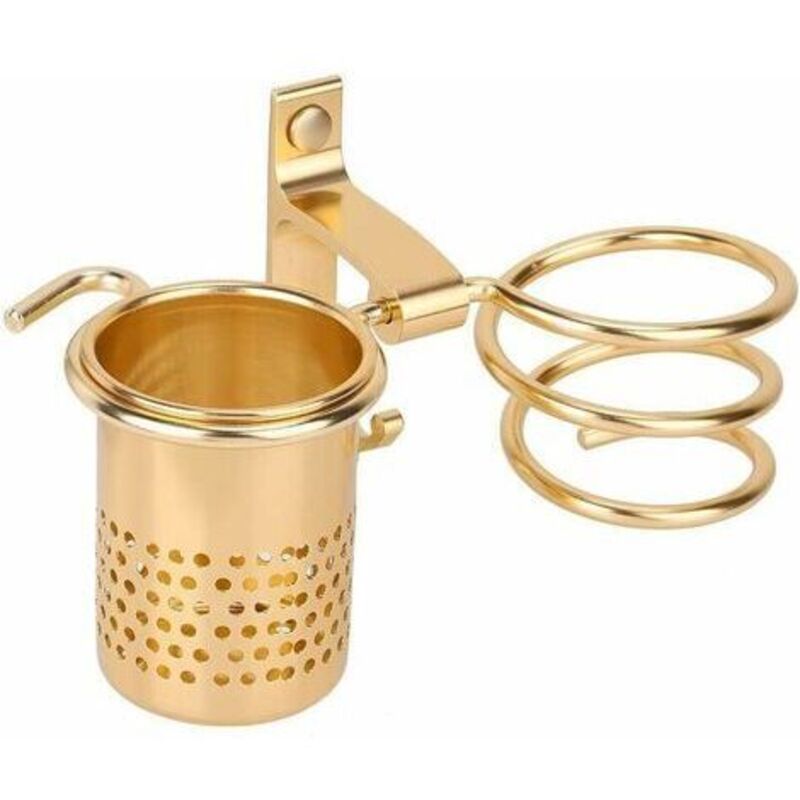 LaBlanc - Halterung für Haartrockner und Glätteisen, Badezimmer-Accessoire, Wandhalterung, Mehrzweck-Organizer-Regal (Gold)