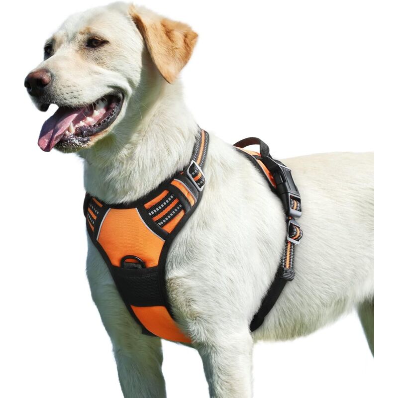 Lablanc - Hundegeschirr, verstellbares, reflektierendes No-Pull-Hundegeschirr, einfach anzulegen, mit Kontrollgriff, starkes, atmungsaktives