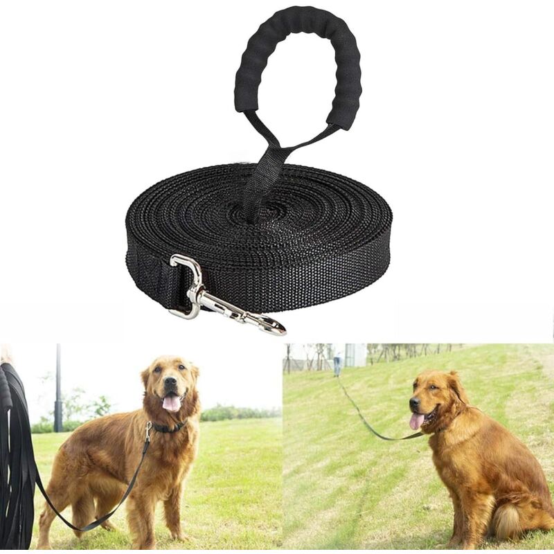 Lablanc - Hundeleine, 30m Hundeleine, Trainingsleine mit Griff für Hunde, Schwarz