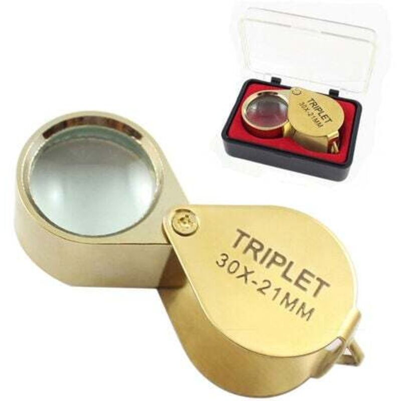 Juwelier-Augenlupe, Glaslupe, 30-fache Vergrößerung, mit Etui, 30-fache faltbare Taschenlupe, Glas, Botaniker-Lupe, Juwelier-Lupe, 30-fache