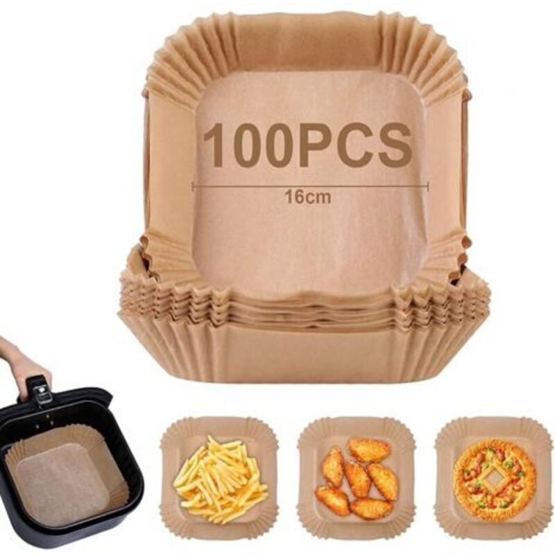 Lablanc - Pergamentpapier für Luftfritteuse, 100 Stück 16 cm Backpapier, Luftfritteusen-Papiereinlage, Einweg-Antihaft-, ölfreies