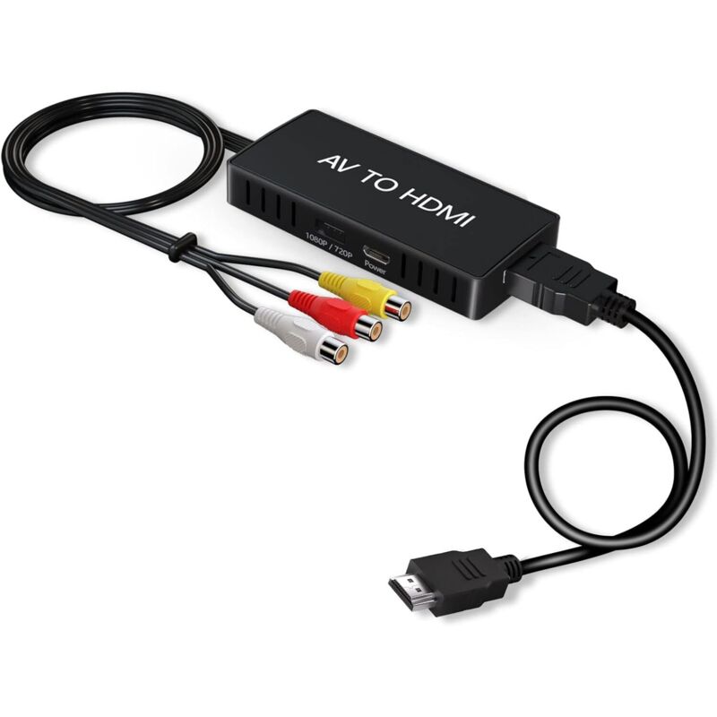 Rca zu hdmi, av zu HDMI-Adapter, 1080P Composite cvbs av zu hdmi Video-Audio-Konverter-Adapter mit HDMI-Kabel, unterstützt pal/ntsc für pc, tv, wii,