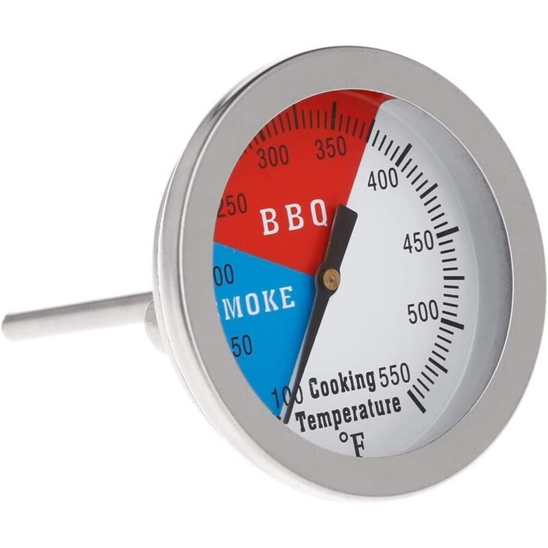 Thermometer für Grill-Holzkohle-Räucherofen – 76 mm Edelstahl-Pizzaofen-Thermometer – Grill-Ersatzteile – mit Fahrenheit- und Hitzeanzeige - Lablanc