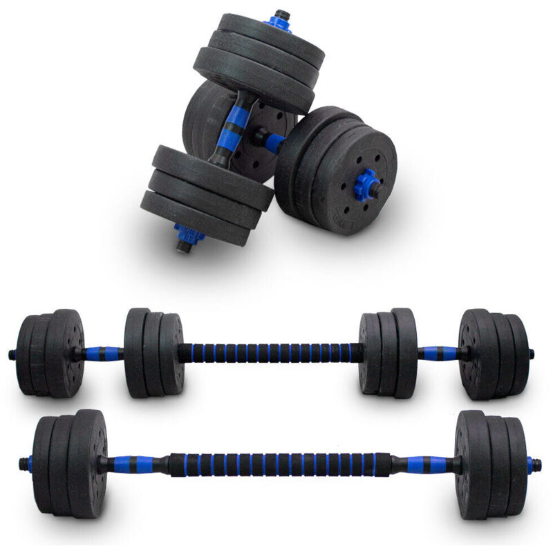 Lacestone - 2in1 Hantelset Kurzhantel Langhantel Set Hanteln Krafttraining Gewichte 20 Kg