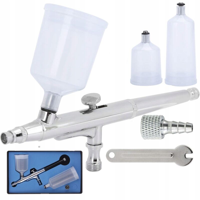 Lackier-Airbrush im Koffer mit zwei Tanks, 0,3 mm Düse