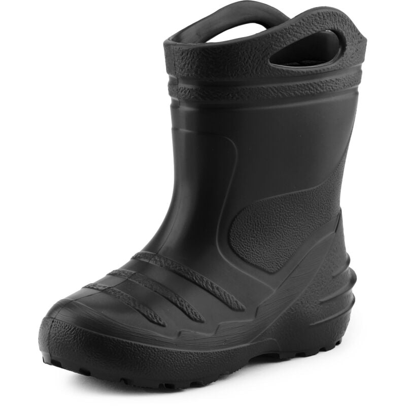 Ladeheid Gummistiefel Kinder federleichte EVA Regenstiefel für Mädchen und Jungen Thermo Gummistiefel gefüttert KL051 (Schwarz, 31 EU)