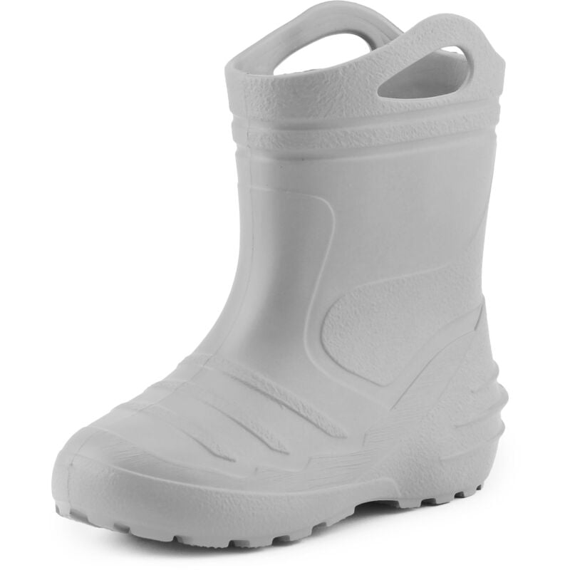 Ladeheid Gummistiefel Kinder federleichte EVA Regenstiefel für Mädchen und Jungen Thermo Gummistiefel gefüttert KL051 (Grau, 30 EU)