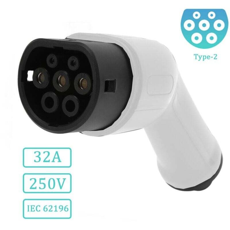 Ladekabel für Elektroautos, Stecker Typ 2 IEC 62196, Ersatzstecker für Ladekabel von Elektroautos, 32 A, Schutzart IP44, EU 250 V