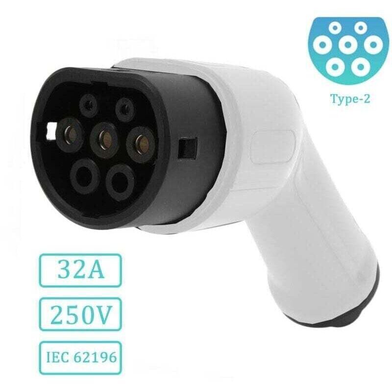 Ladekabel für Elektroautos, Stecker Typ 2 IEC 62196, Ersatzstecker für Ladekabel von Elektroautos, 32 A, Schutzart IP44, EU 250 V