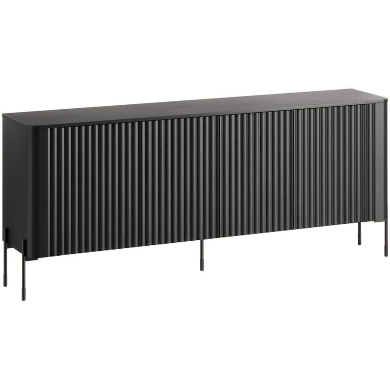 Laion Sideboard, Wohnzimmer-Sideboard mit vier Flügeltüren, vom Boden abgehoben, 190x40 h80 cm, Schwarz