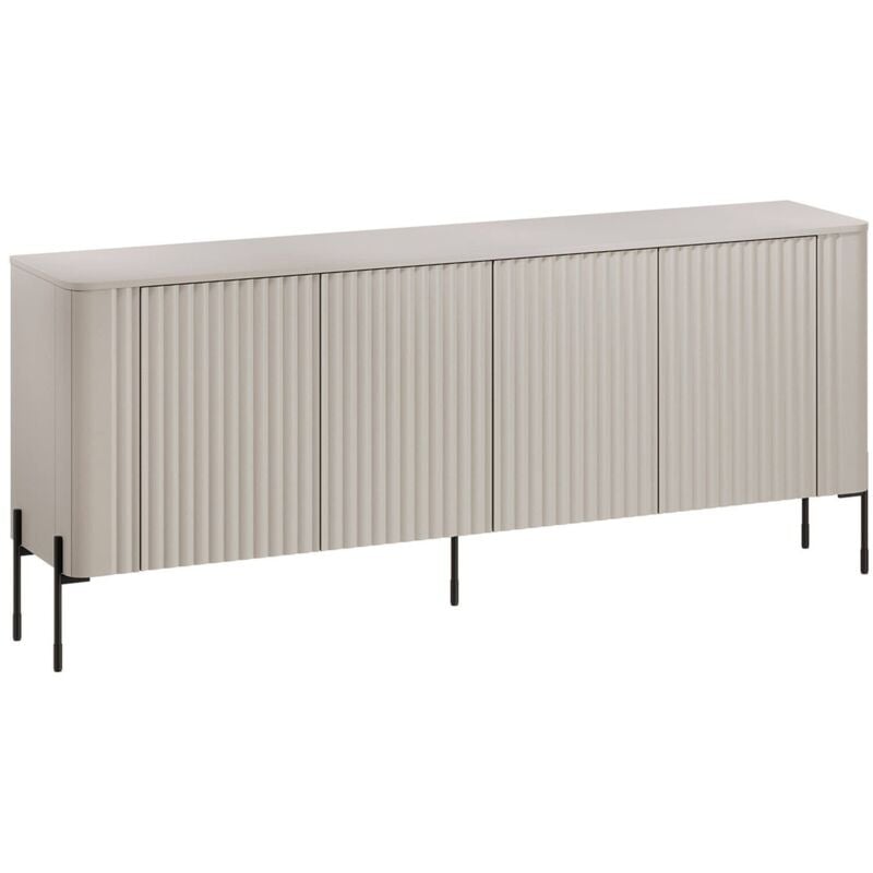 Laion Sideboard, Wohnzimmer-Sideboard mit vier Flügeltüren, vom Boden abgehoben, 190x40 h80 cm, Beige