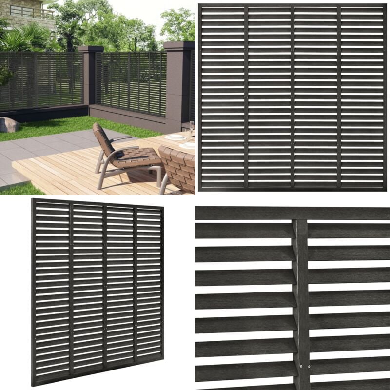 Lamellenzaun wpc 180x180 cm Dunkelgrau - Holz-Look Zaun - wpc Zaun - Gartenzaun - Sichtschutzzaun - Windschutzzaun - Home & Living