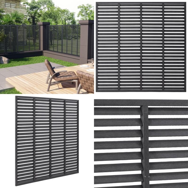 Lamellenzaun wpc 180x180 cm Grau - Holz-Kunstoff-Zaun - WPC-Zaun - Gartenzaun - Sichtschutzzaun - Windschutzzaun - Home & Living