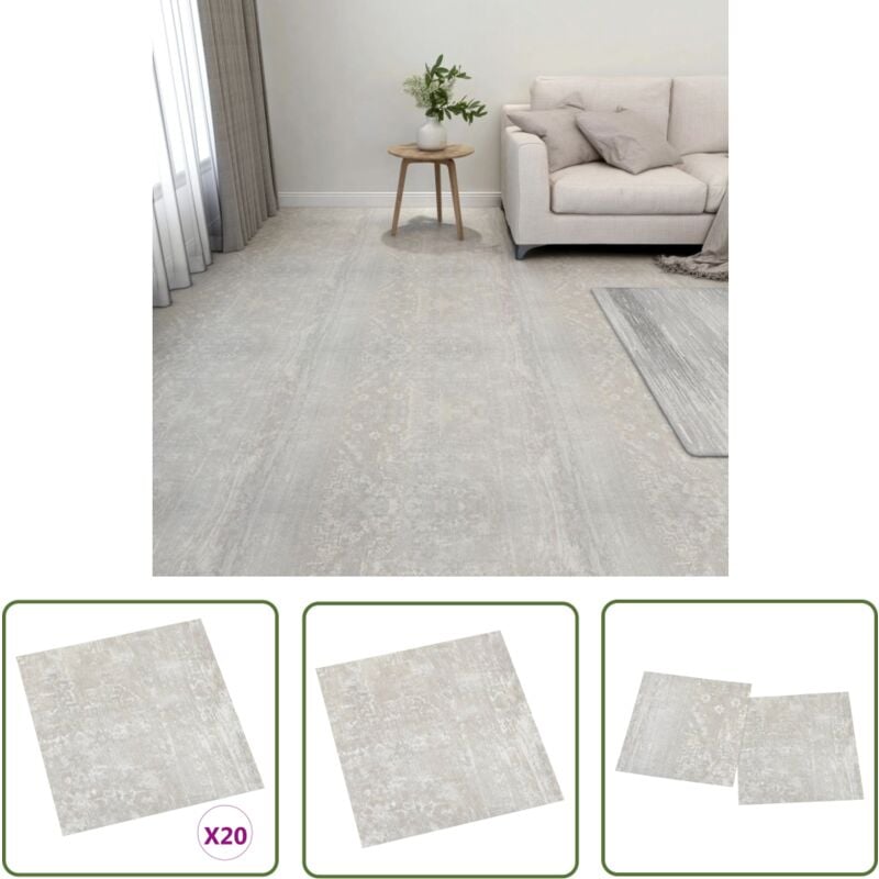The Living Store PVC-Fliesen Selbstklebend 20 Stk. 1,86 m² Hellgrau - pvc Fliesen - Selbstklebender Bodenbelag - Design Vinylboden - Hellgraue