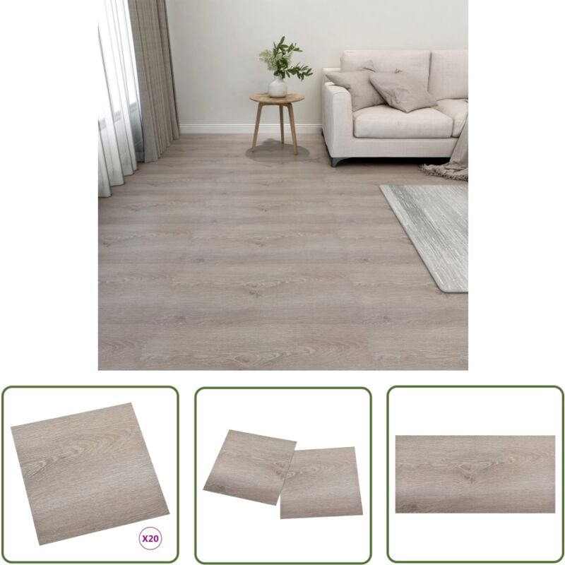 The Living Store PVC-Fliesen Selbstklebend 20 Stk. 1,86 m² Taupe - pvc Fliesen - Selbstklebender Bodenbelag - Vinylboden - Tapete - Wohnraum