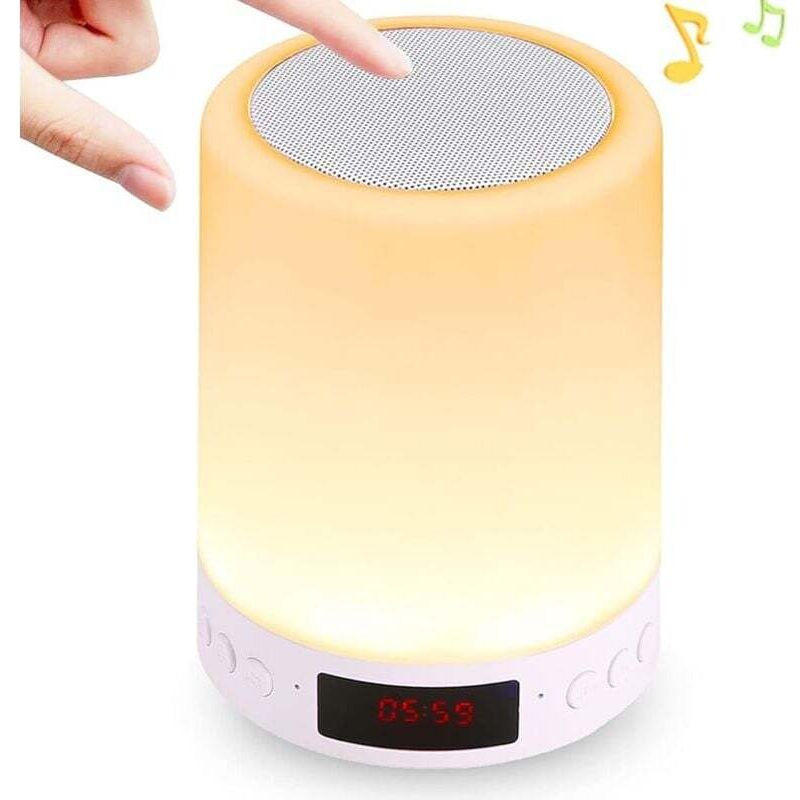 Lampada con altoparlante Bluetooth, lampada da comodino touch con suono e display LED dell'ora, audio Bluetooth da tavolo con 3 modalità di