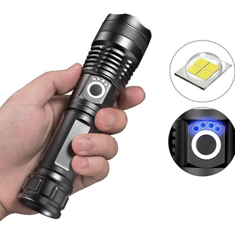 Im freien wasserdichte taschenlampe starke licht taschenlampe USB aufladbare high power LED taschenlampe p70