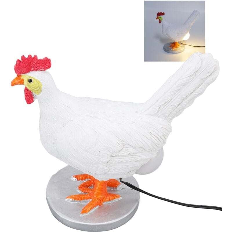 Lampe en forme d'œuf de poule, veilleuse LED 3D en forme de coq, lampe de table en résine réaliste, lampe d'œufs de Pâques lumineuse, lampes de