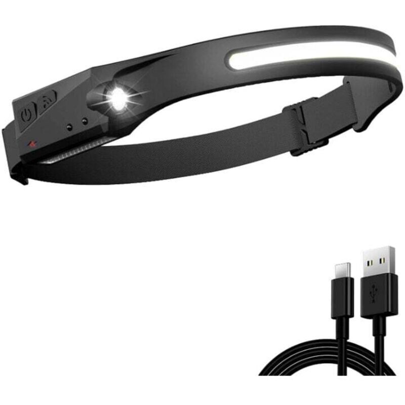 Lampe frontale rechargeable, lampe frontale à LED, lampe frontale 230 avec 5 modes d'éclairage, lampe frontale lumineuse pour enfants et adultes,