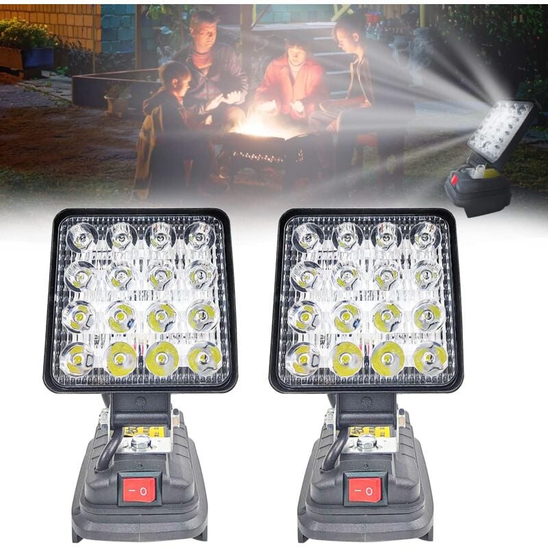 Lampe Für Makita 18v 2 Stück, 27W Led Arbeitsleuchte Akku, Multifunktionales Led Strahler Akku, Tragbares Baustellen Lampe, Taschenlampe Für Makita