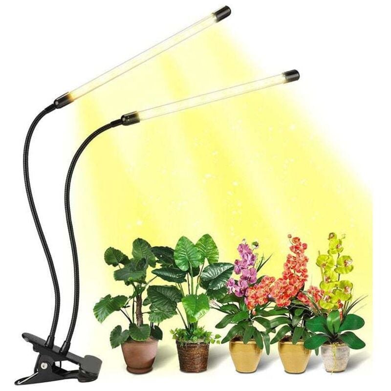 Lampe Horticole led, Lampe De Croissance Pour Plantes D'Intérieur, Lampe Plante D'Intérieur à Clipser Avec Led 2 Têtes (Lumière rouge et bleue)