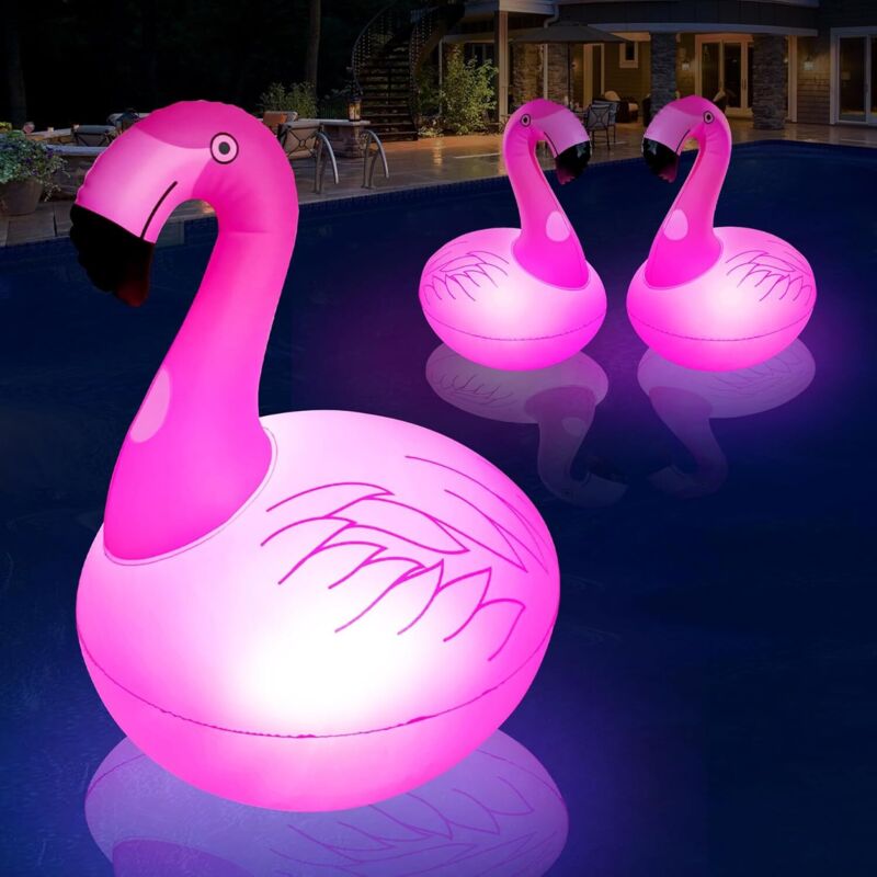 Lampe Piscine Flottante Flamant Rose, Lampe de Piscine Solaire à Flamant Gonflable, Lumière Flottante Piscine Flamant, Lampe Solaire Flottante