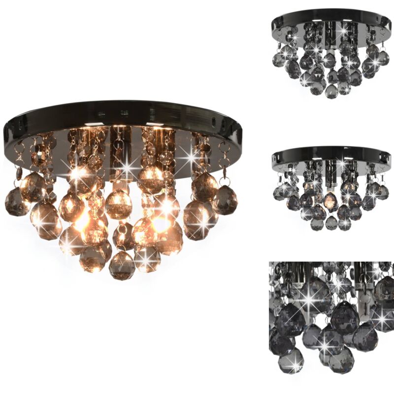 Vidaxl - Deckenleuchte mit Rauchschwarzen Perlen Schwarz Rund G9 - Deckenleuchte - Wohnzimmer Deko - Moderne Lampe - Schwarze Lampe - Runde Lampe