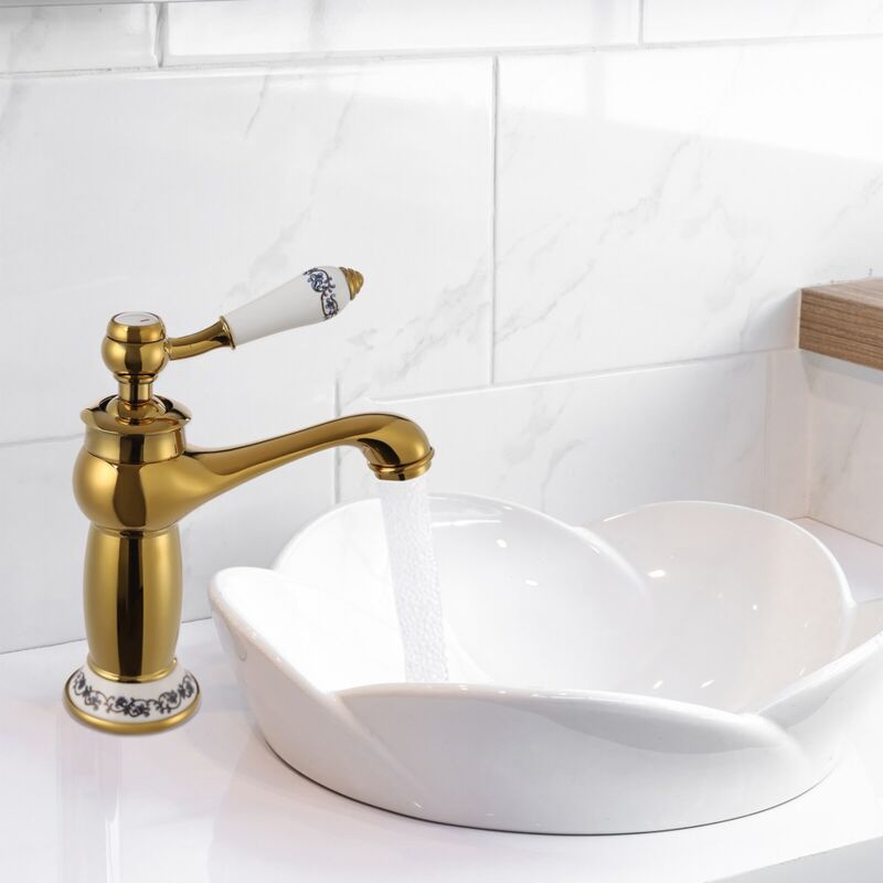 Senderpick - Lampenmodell Gott Vintage Messing Wasserhahn Waschbecken Wasserhahn Küchenspüle Einhebelmischer Wasserhahn Goldfarbe
