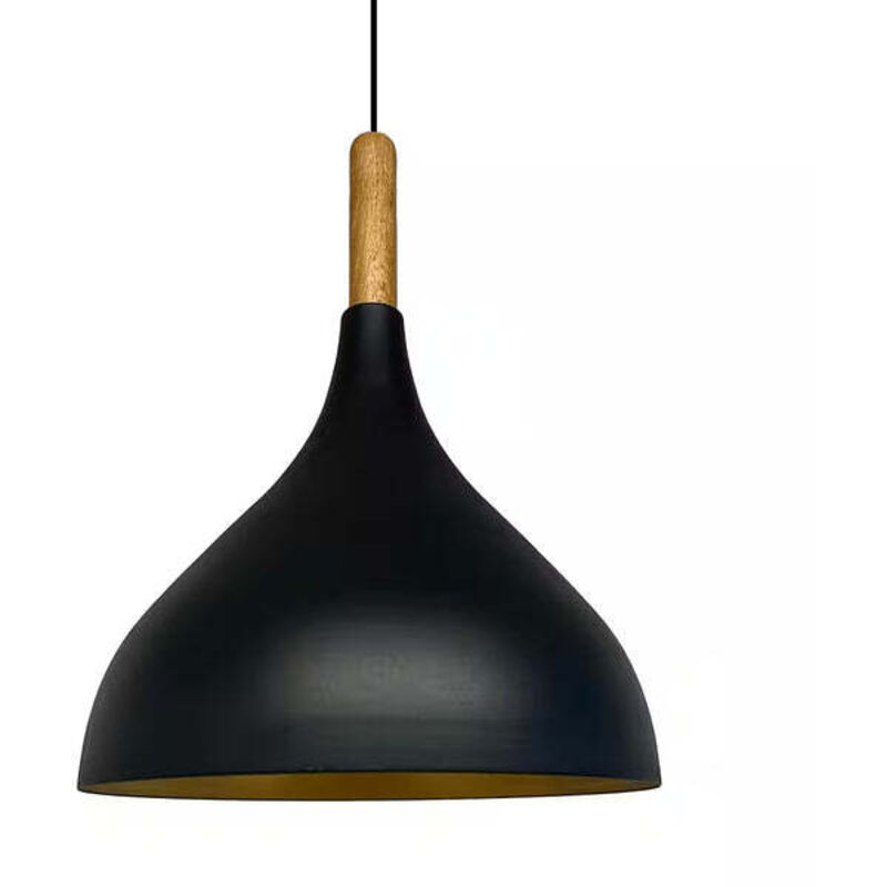 Lange Schlichte Schwarze Pendellampe, Holzkopfteil-Kronleuchter, Wohnzimmerlampe, Küchenlampe, Cafélampe, Restaurantlampe, Kinderzimmer-Kronleuchter