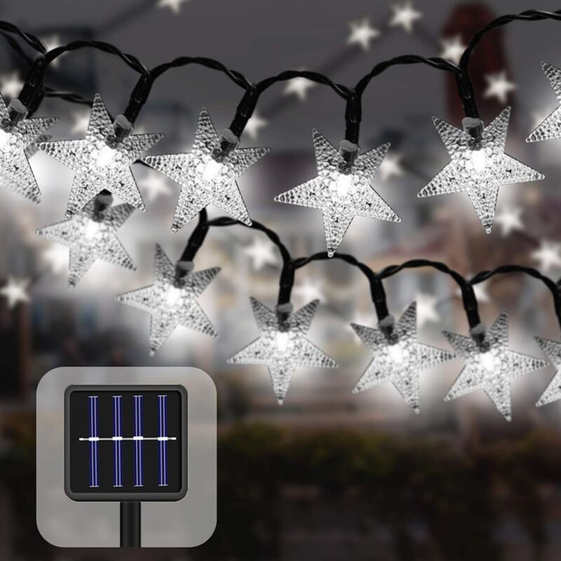 Solar-Lichterkette für den Außenbereich, 7 m, 50 LEDs, wasserdicht, Stern-Solarlampe, Weihnachtsdekoration für Party, Hochzeit, Garten, Geschäft,