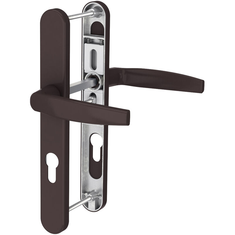 Ms Beschläge - Langschild Türbeschlag 8-72mm Schmalrahmengarnitur Braun RAL8019 Türdrücker pz Drücker/Drücker 39-54mm nein