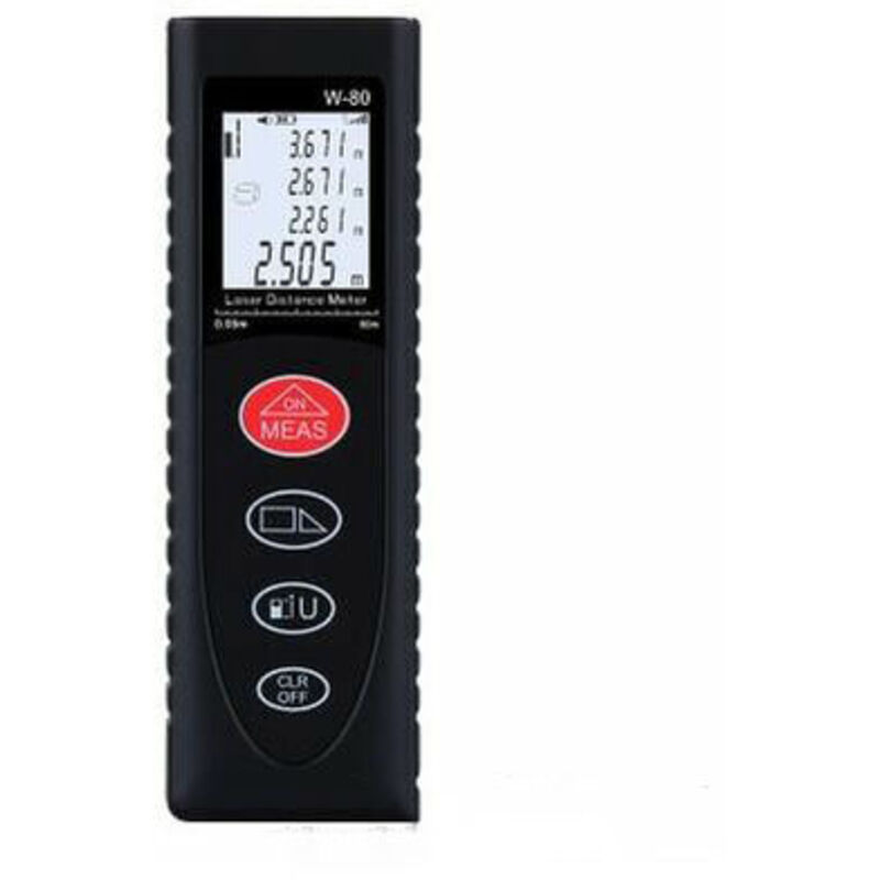 Jalleria - Laser-Entfernungsmesser, tragbares Laser-Messgerät mit Hintergrundbeleuchtung, Entfernungsmessung für Volumen/Fläche/Pythagoras, Batterien