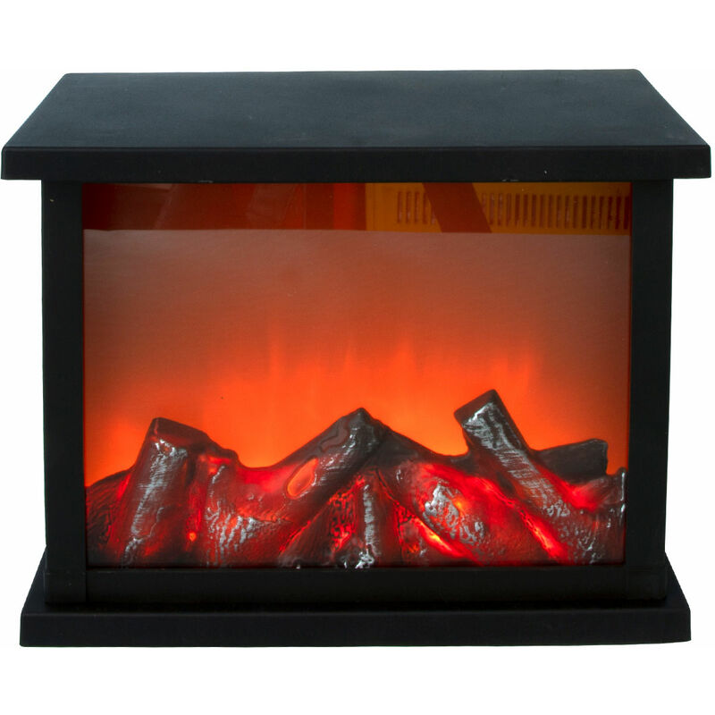 LED Kamin Laterne mit Timer - 27 x 21 cm - Künstliches Kamin Feuer mit tanzenden Flammen