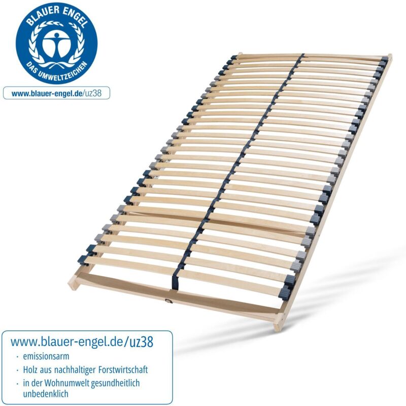 Lattenrost 70x200, Lattenrahmen aus Buche, 7 Komfortzonen, 28 Latten, Federholzrahmen MADE IN GERMANY, Lattenrost Selbstmontage, Traglast bis 150Kg