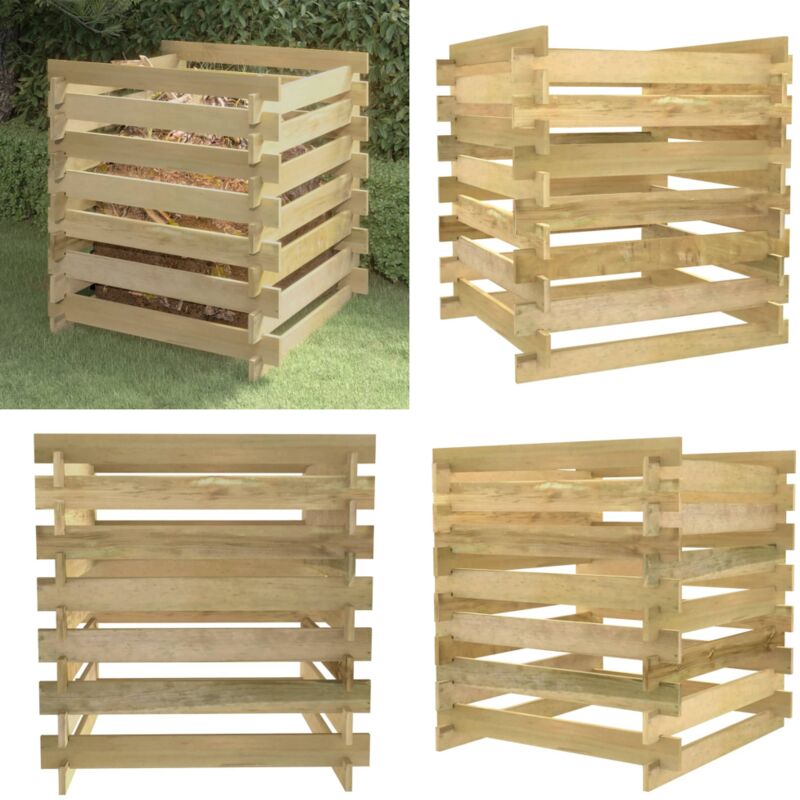 Lattenrost-Komposter 90x90x90 cm Imprägniertes Kiefernholz - Komposter - Lattenrost Komposter - Home & Living - Braun