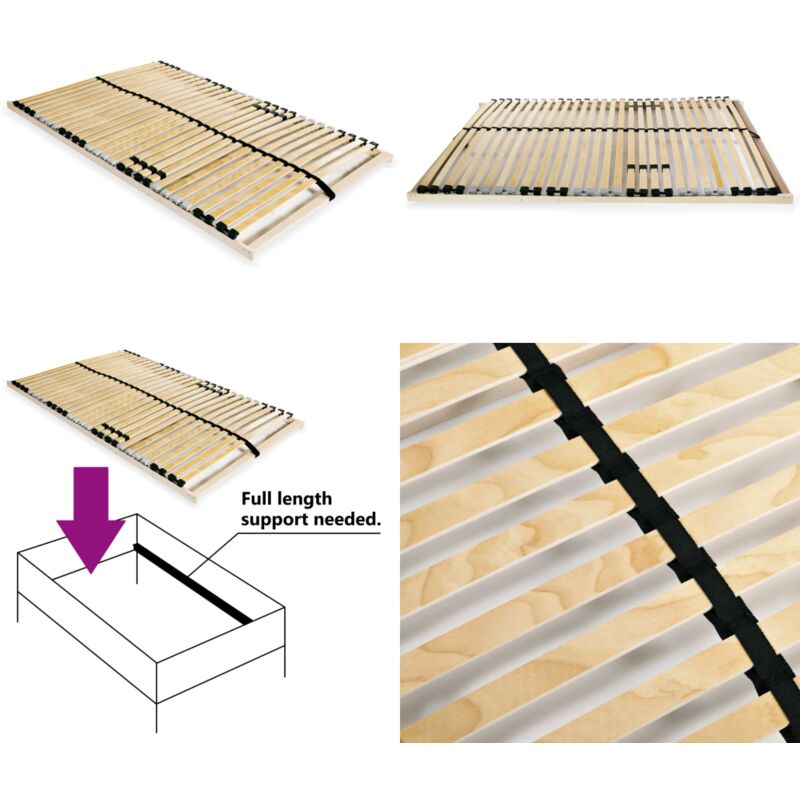 Vidaxl - Lattenrost mit 28 Latten 7 Zonen 100x200 cm - Lattenrost - Holzrahmen - Birkenholz - Buchenholz - Lattenrost 100x200 - Home & Living