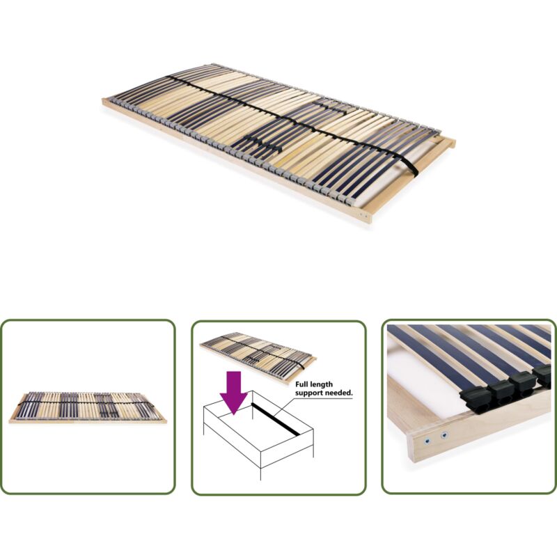 The Living Store Lattenrost mit 42 Latten 7 Zonen 140x200 cm - Lattenrost - Holzrahmen - Buche - Birke - Lattenrost 140x200