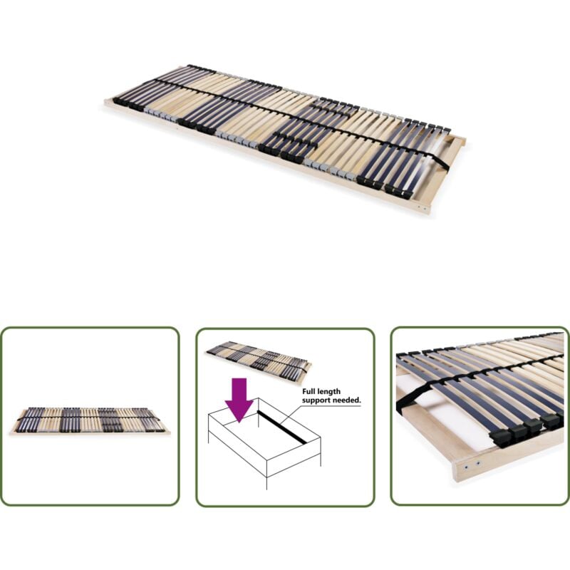 The Living Store Lattenrost mit 42 Latten 7 Zonen 90x200 cm - Lattenrost - Holzrahmen - Birkenholz - Buchenholz - Lattenrost 90x200