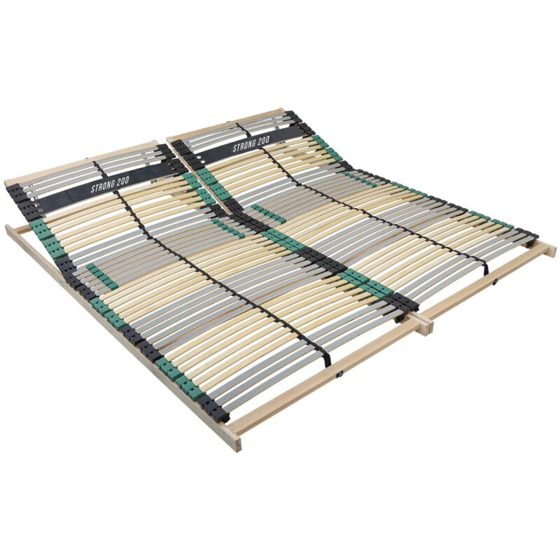 Lattenrost PREMIUM STRONG mit Buchenholz, Lattenrost 200x200 (Set 2x100x200) extra stabil, Kopfteil verstellbar, orthopädischer 7 Zonen Lattenrost