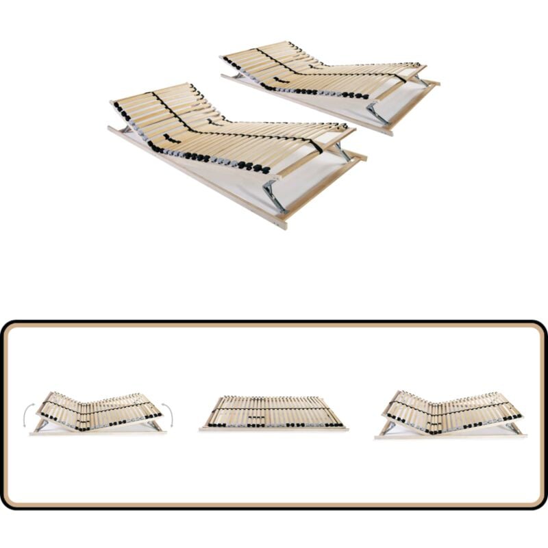 Lattenroste 2 Stk. mit 28 Latten 7 Zonen 80x200 cm - Lattenrost - Holzrahmen - Birkenholz - Buche - Lattenrost 80x200