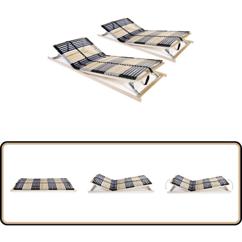 Lattenroste 2 Stk. mit 42 Latten 7 Zonen 70x200 cm - Lattenrost - Holzrahmen - Birkenholz - Buchenholz - Lattenrost 70x200