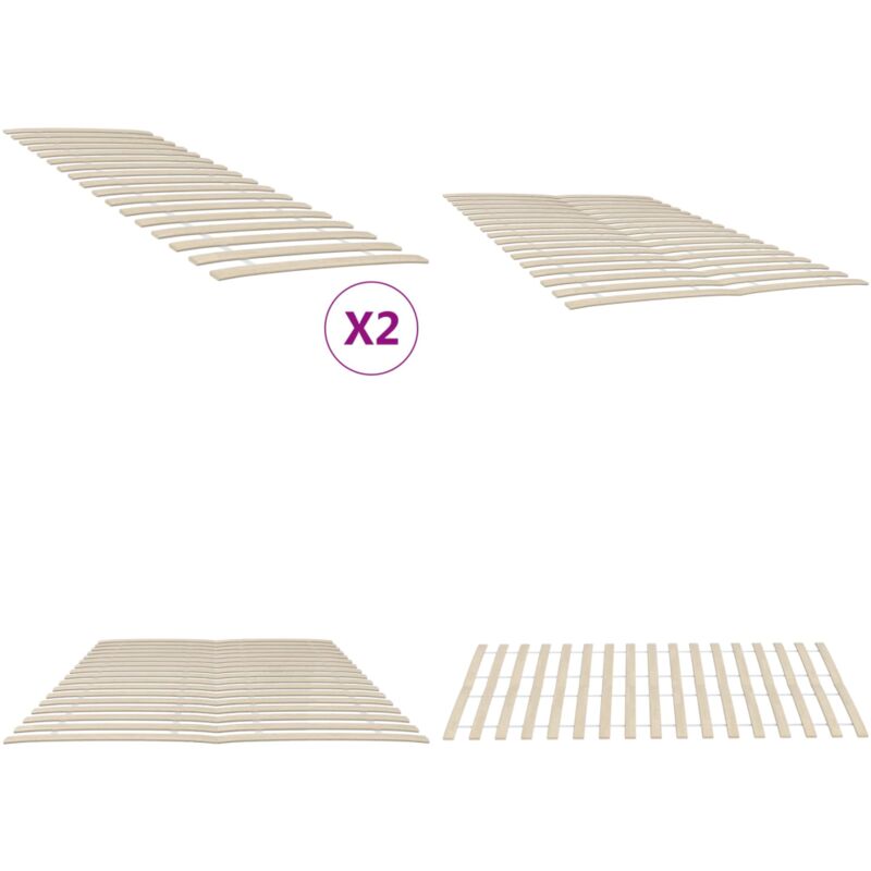 Vidaxl - Lattenroste mit 34 Latten 2 Stk. 70x200 cm - Holz Lattenrost - Lattenrost Massiv Pappelholz - Lattenrost Zusammenfaltbar - Lattenrost 70x200