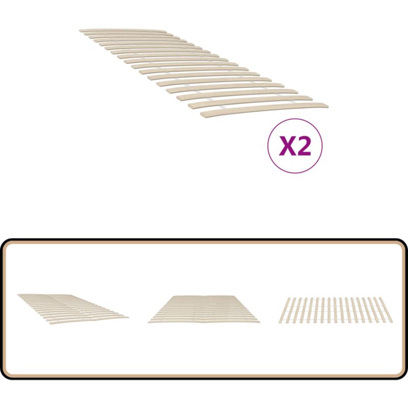 Vidaxl - Lattenroste mit 34 Latten 2 Stk. 80x200 cm - Holz Lattenrost - Lattenrost Massiv - Lattenrost Pappellholzz - Bettzubehör - Lattenrost