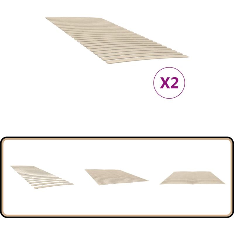 Vidaxl - Lattenroste mit 48 Latten 2 Stk. 100x200 cm - Holz Lattenrost - Lattenrost 100x200 - Pappelholzlattenrost - Zusammenfaltbarer Lattenrost