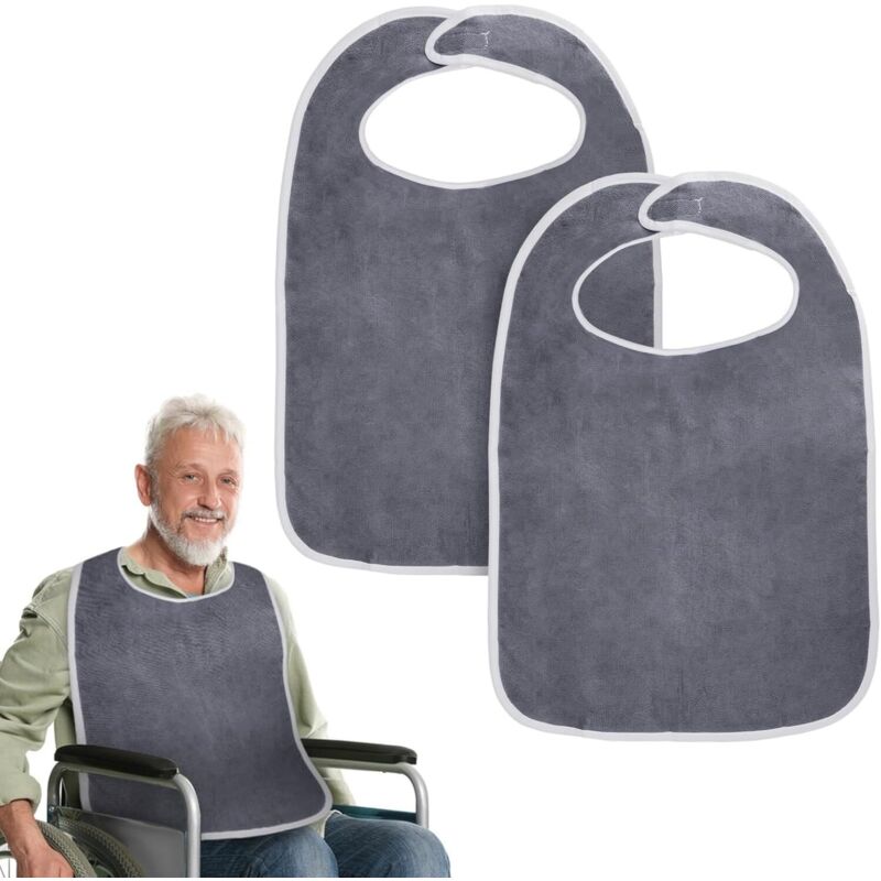 Lätzchen für Erwachsene, großes wiederverwendbares Lätzchen für Erwachsene mit Klettverschluss, wasserdichtes und waschbares Lätzchen für Erwachsene,