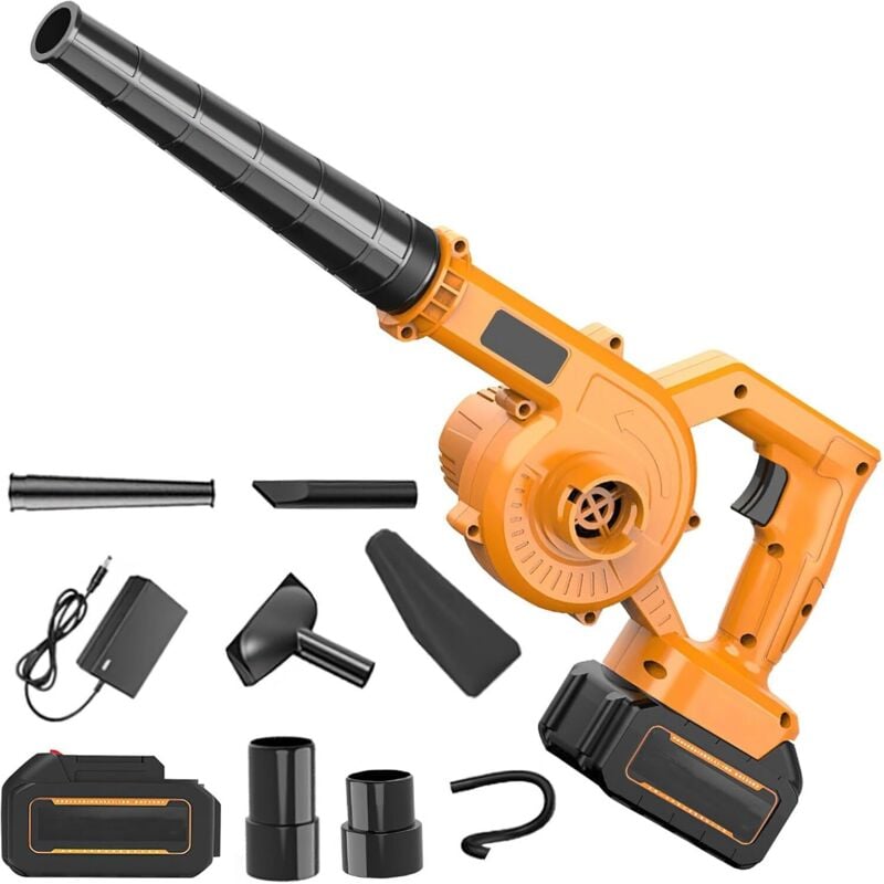 Laubbläser, 21 V Akku-Laubbläser mit Akku und Ladegerät, Akku-Gebläse, Reinigung, Schneeräumung, Laubbläser für Gartenblätter, Holzspäne