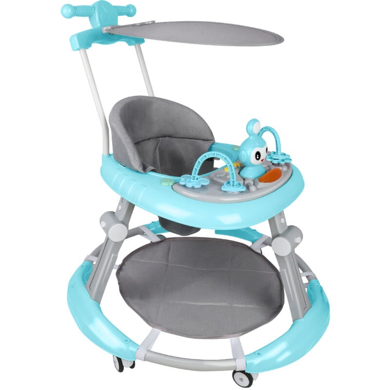 Lauflernhilfe, Baby-Aktivitätscenter, Graues Muster mit Spielzeug, 6-18 Monate, 67x67x79cm, Blau