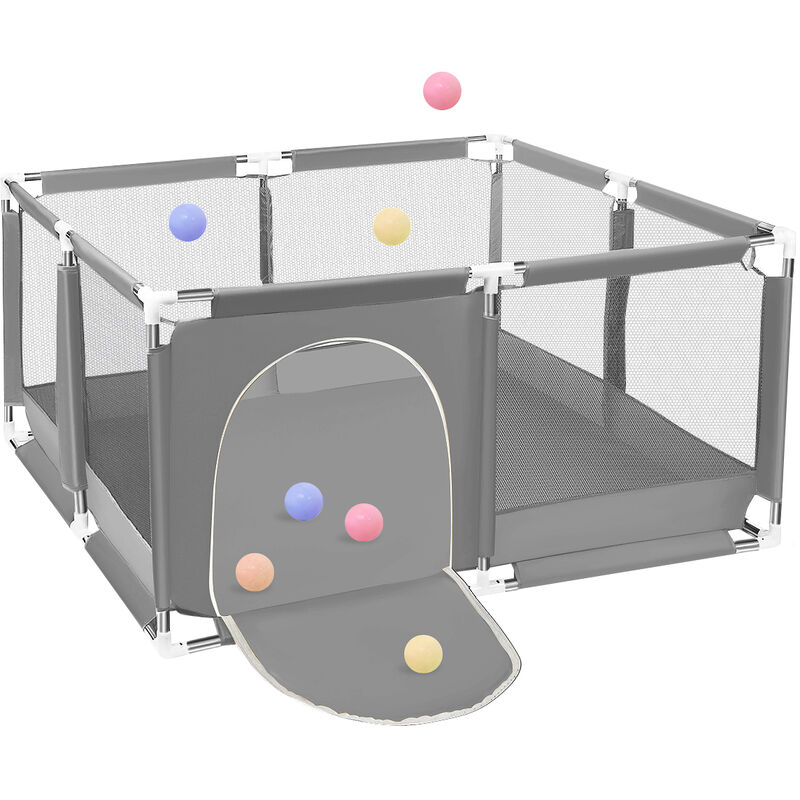 Laufstall Baby Laufgitter Schutzgitter Absperrgitter Kinderzaun Gartenspielzeug Grau