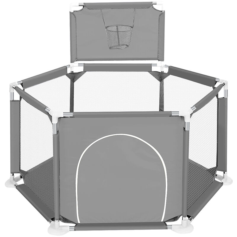 Laufstall Baby Laufgitter Schutzgitter Absperrgitter Spielstall Grau 130x65CM