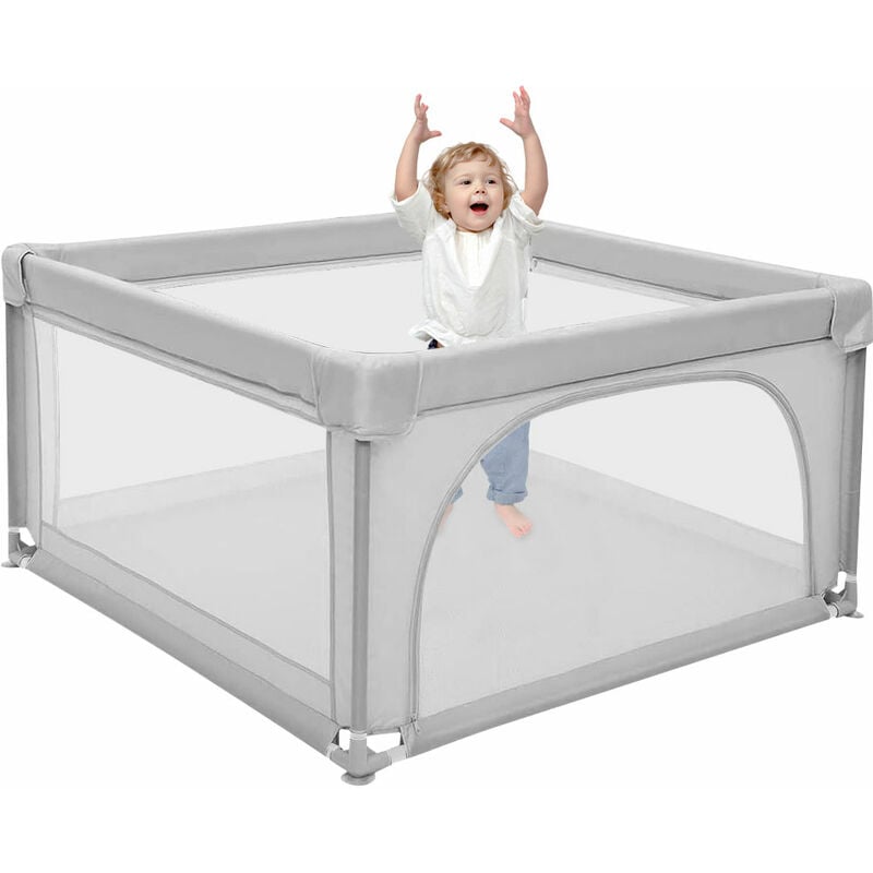 Laufstall Baby,Kinderlaufstall,Haloyo®,Baby Gitter Laufstall,mit 50 Kugel,Atmungsaktives Netzdesign,120 x 120 x 66cm,hellgrau